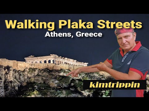 Walking Plaka District streets in Athens, Greece