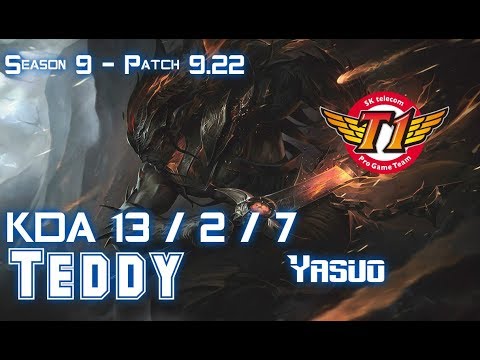 SKT T1 Teddy YASUO vs JHIN ADC - Patch 9.22 KR Ranked