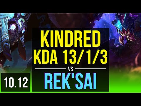 KINDRED vs REK'SAI (JUNGLE) | KDA 13/1/3, Triple Kill, 2 early solo kills | NA Grandmaster | v10.12