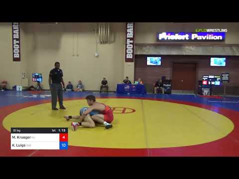 2018 Marine Corps US Open/UWW Junior Freestyle 61 Con 16 #1 - Micah Krueger (NU) Vs. Kyle Luigs (I