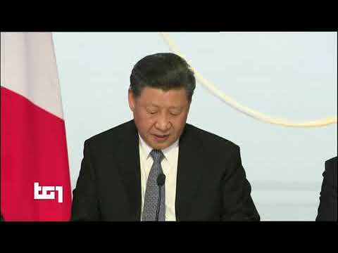 Parigi, TG1 26 marzo 2019 vertice a 4 (Cina+EU+Francia+Germania) partenariato strategico