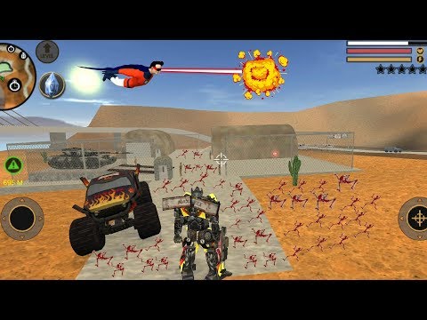 Vegas Crime Simulator - (Transformer Kill All Army And Police Man) Power Of Iron Robot - Gameplay HD