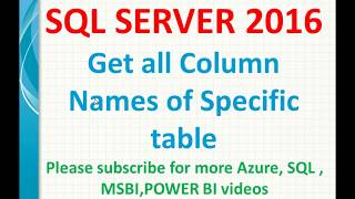 Get all Column Names of specific table in SQL Server