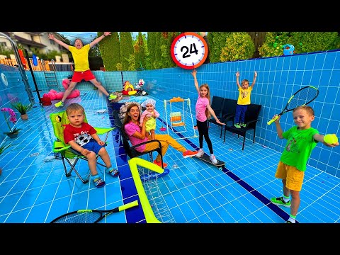 ⏰ 24 de ORE în PISCINA fără APĂ 🏊 Ultimul care iese CÂȘTIGĂ