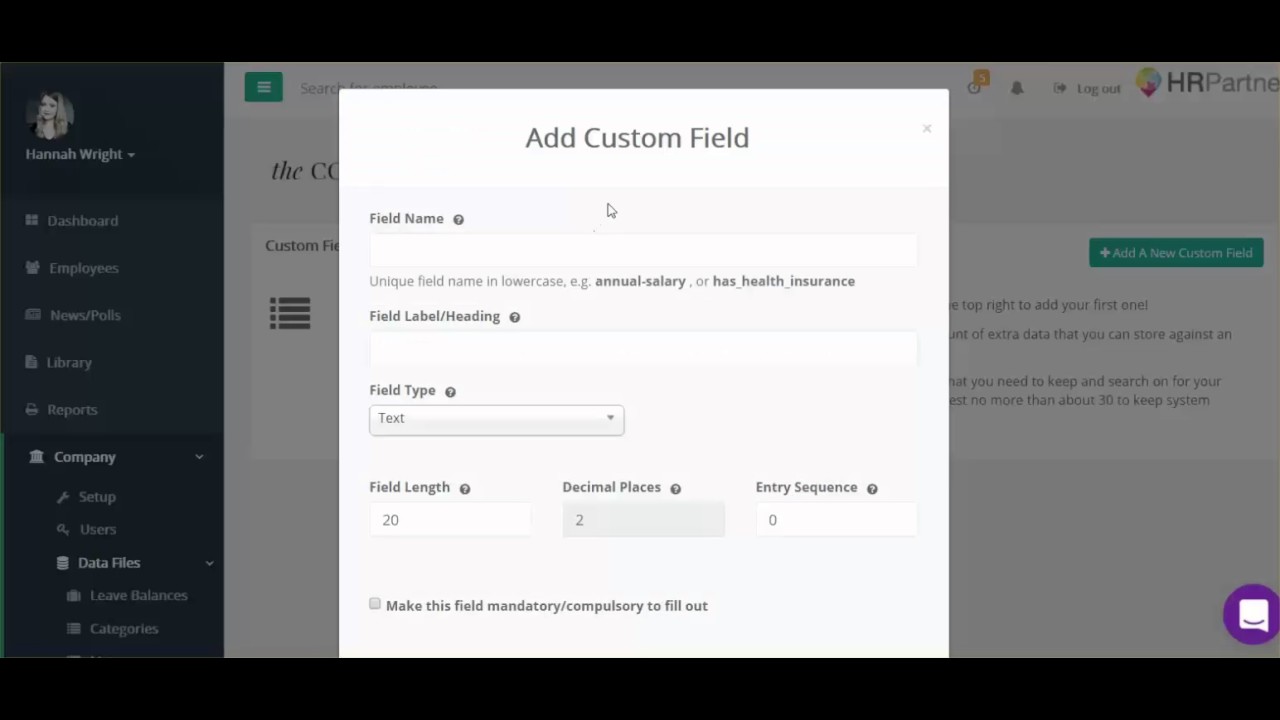 Custom fields in HR Partner (tutorial)