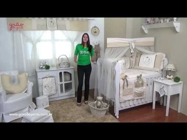 Quarto para Bebê sem Cama Babá Urso Realeza Bege | Ref: 45167