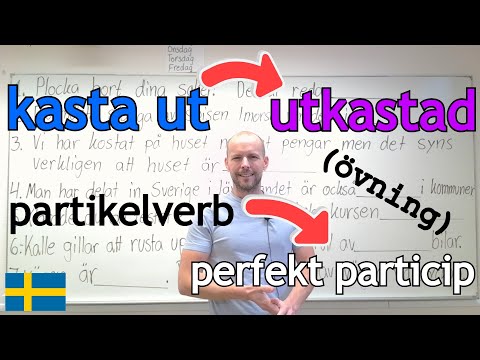 Bjuda in - inbjuden (partikelverb blir perfekt particip, övning)