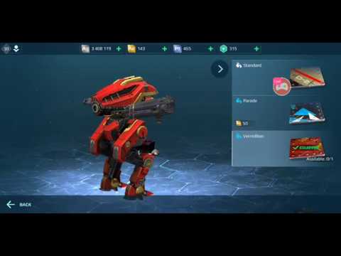 Rare Red Gold Chirstmas Destrier and Super Rayker build. Champion War Robots.