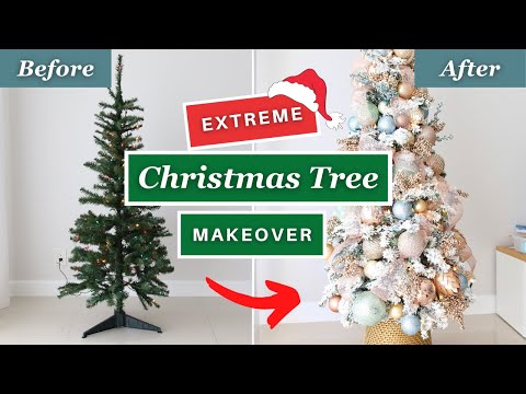 HOW TO MAKE A CHEAP CHRISTMAS TREE LOOK EXPENSIVE AND GLAMOROUS | Extreme Christmas Tree Makeover🎄!