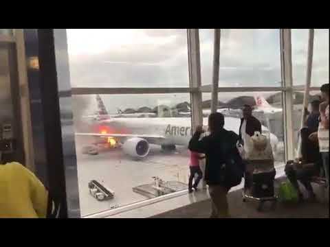 Cargo hold of American Airlines Boeing 777 caught fire at Hong Kong Airport