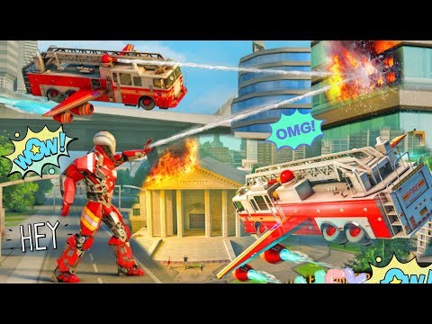Flying Firefighter Truck Transform Robot Game | Gameplay Fun | Hannu Games