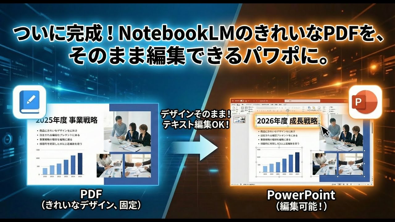 【速報】NotebookLMのPDFを「テキスト編集可能なパワポ」に変換するWebアプリを公開しました