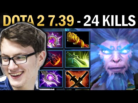 Monkey King Gameplay Miracle with 24 Kills and Butterfly - Dota 7.39