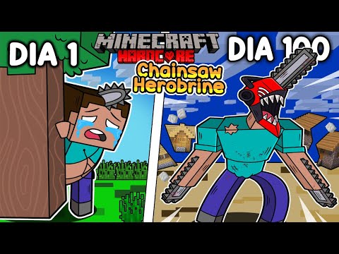 👹I survived 100 DAYS as a CHAINSAW HEROBRINE in Minecraft HARDCORE!
