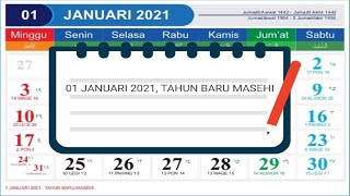 KALENDER TAHUN 2021 LENGKAP DENGAN LIBUR NASIONAL DAN CUTI BERSAMA