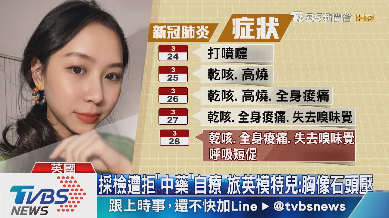 採檢遭拒「中藥」自療　旅英模特兒：胸像石頭壓