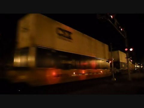 CSX Container Trains In Both Directions At Night