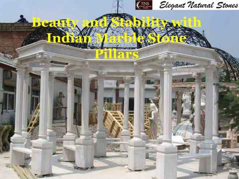 Elegant polished white marble stone pillars