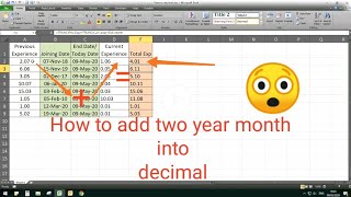 Add two Dates (Year month) to Decimal in Excel