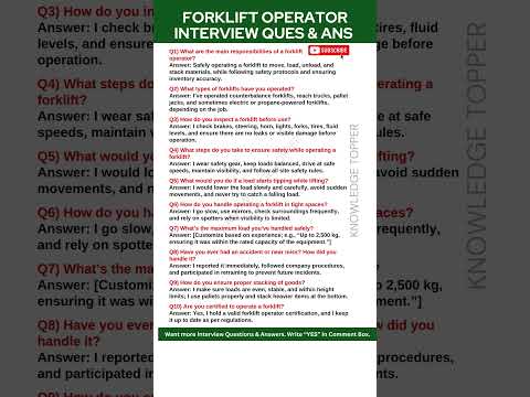 Forklift Interview Questions and Answer | Forklift Operator Interview Questions and Answers