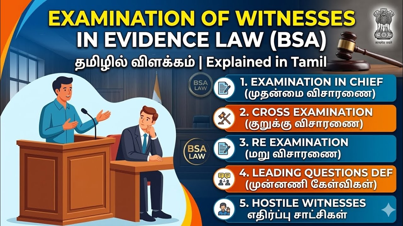 Examination of Witnesses in BSA | Evidence Law Explained in Tamil | SATTA MANAVAN