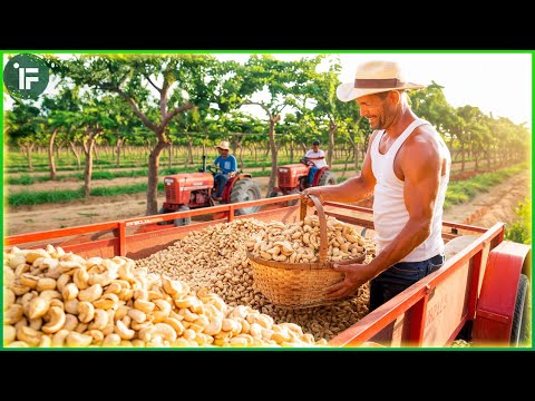 How tons of Cashews Are Harvested & Processed | Mega Cashew Nuts Factory