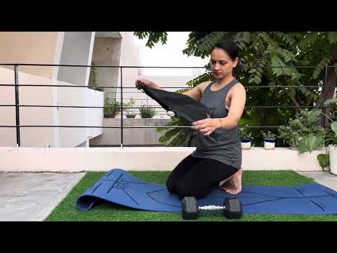 Fitness Mantra Premium TPE Body Alignment Lines Yoga Mat with Cover Bag|  Navy Blue| mm Yoga Mat