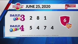 Daily 3 Daily 4 Evening Drawing: June 25, 2020