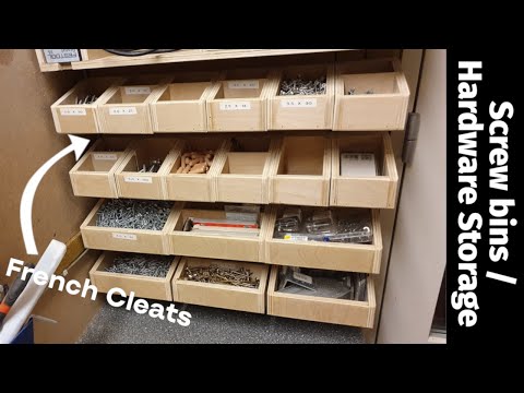 How to make simple and easy French Cleat Storage Bins // Screw holders // Shop Organization