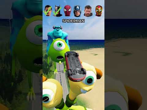 Superhero Cars vs Monster University characters  #1 😱 BeamNG.Drive #beamng #beamngdrive #game #cars