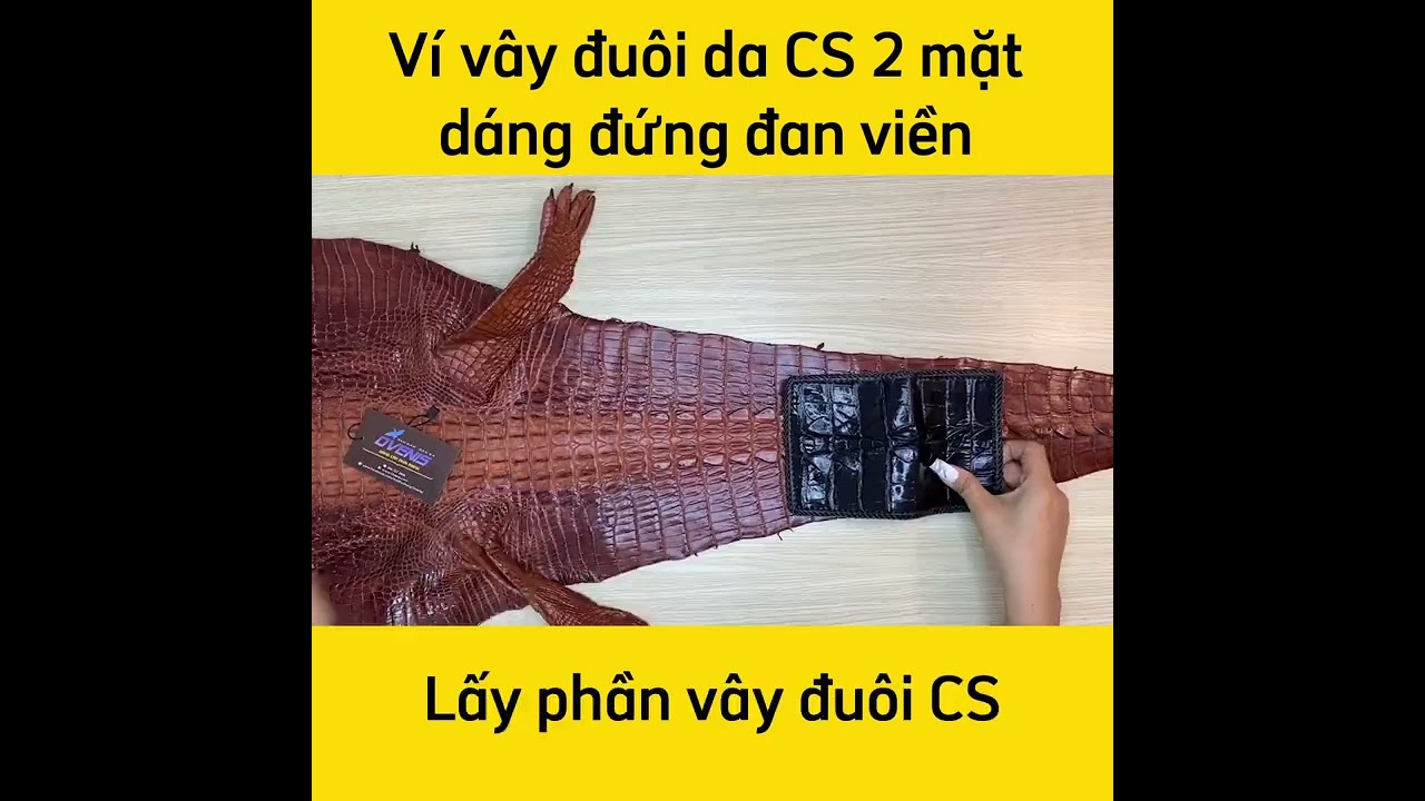 Ví Da Cá Sấu 2 Mặt Dáng Đứng Đan Viền VSD2V16D