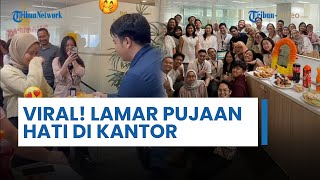 Romantis! Pria Ini Libatkan Satu Kantor untuk Lamar Sang Kekasih