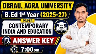 Contemporary India and Education, Answer Key | DBRAU, Agra University | B.ed 1st Year 2026