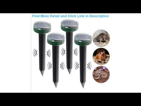 Review 4Pcs Mole Rat Repellent Solar Ultrasonic Repeller Spike Garden Pest Deterrent Outdoor Ultras