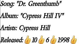 Cypress Hill - Dr. Greenthumb (Lyrics)*EXPLICIT
