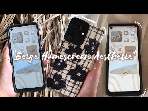 making my phone/homescreen aesthetic 🥯| oppo a76 android📱| beige theme| themeit