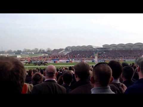 Lord Windermere and Davy Russell win the 2014 Cheltenham Gold Cup from On His Own