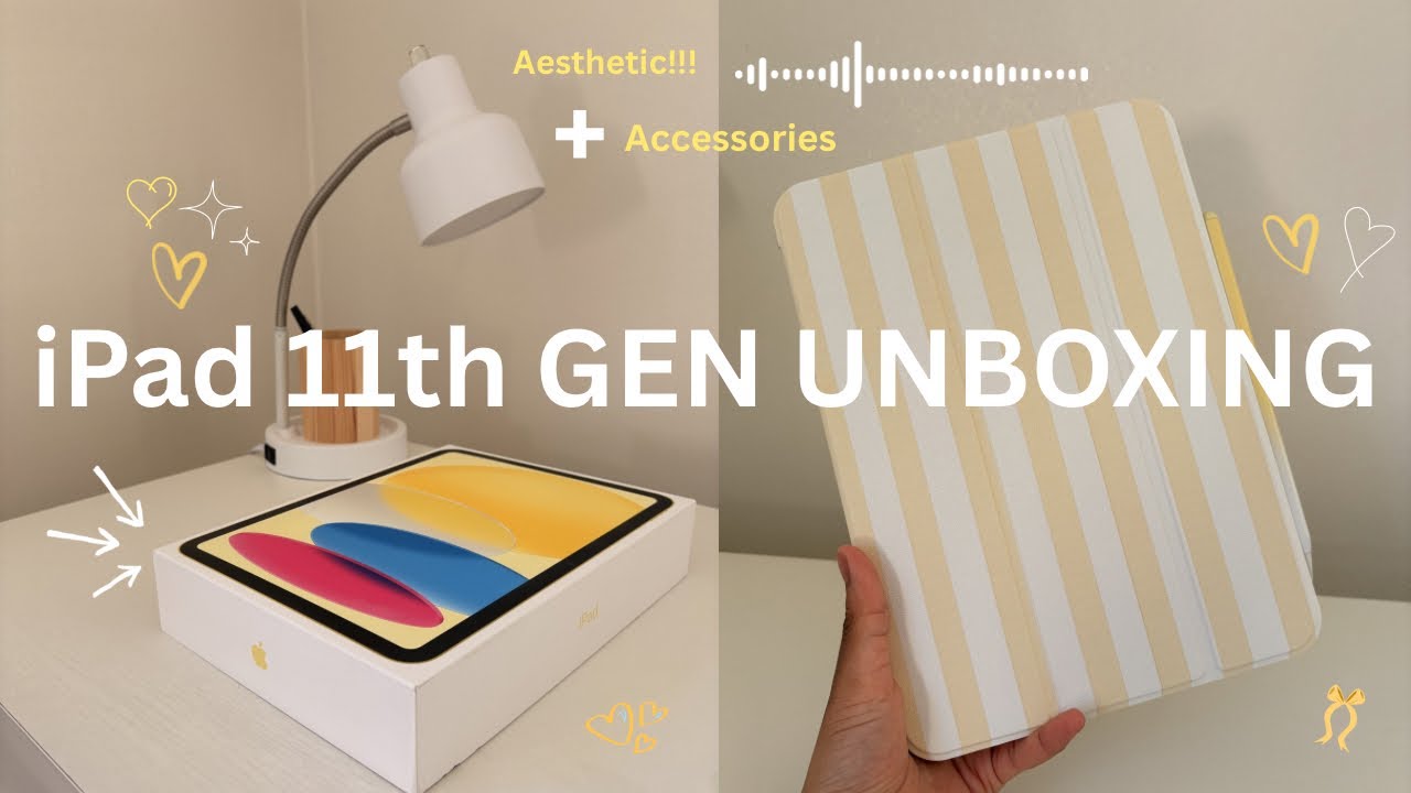 New iPad 11th GEN 💛 A(16) aesthetic unboxing 📦/ 128gb + accessories and setup 🌼✨