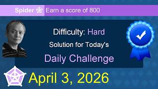 Microsoft Solitaire Collection: Spider - Hard - April 3, 2026