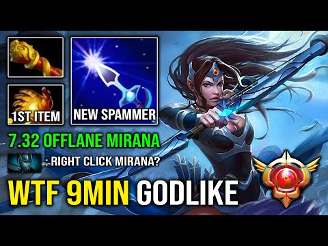 WTF 9Min Godlike First ITEM Midas 7.32 Mirana Spammer | NEW Offlane Guide Dota 2
