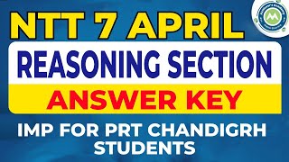 NTT Chandigarh Reasoning Section Answer Key By Preeti Mam