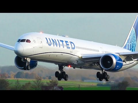 SOMENTE GRANDES AVIÕES Chegadas matinais no AEROPORTO DE BRUXELAS (B747, B767, B777, B787, A310, A330) 4K EBBR