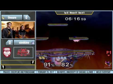 Praxis 3 - simkins (Jigglypuff) vs. Unsure (Fox) - SSBM - Winners R1
