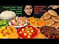 Eating Poori Chole Masala Kadhi Pakoda Samosa Chaat Paneer Big Bites Mukbang Asmr Eating
