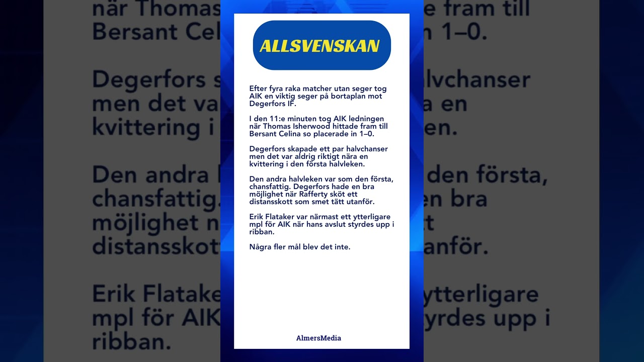 #Fotboll #Allsvenskan #DegerforsIF #AIK