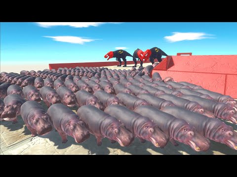 Can Hippos Survive?🔥Many Hippopotamus escape from the T-REX -Animal Revolt Battle Simulator