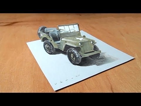 Awesome Legendary Jeep - Drawing Willys MB Jeep Illusion - VamosART