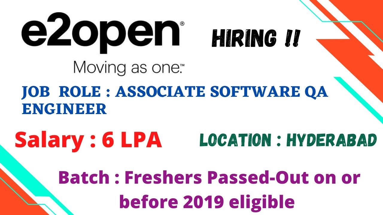 E2OPEN Off Campus Hiring Freshers for the Role of Associate Software QA Engineer | Product-Based |