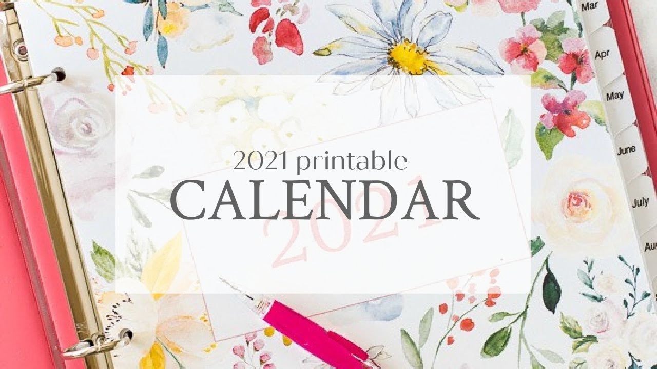 2021 Free Printable Floral Calendar