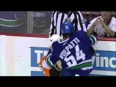 Canucks Vs Flyers - Aaron Volpatti Vs Sean O'Donnell - 12.28.10 - HD